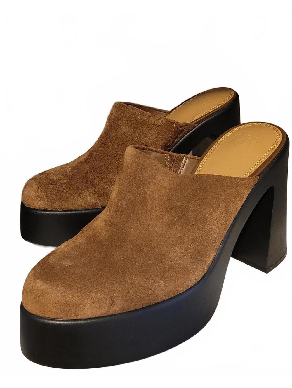 Gianni Bini Womens Bono Brown Suede Clog Platform Mules Classy Shoes Size 9M